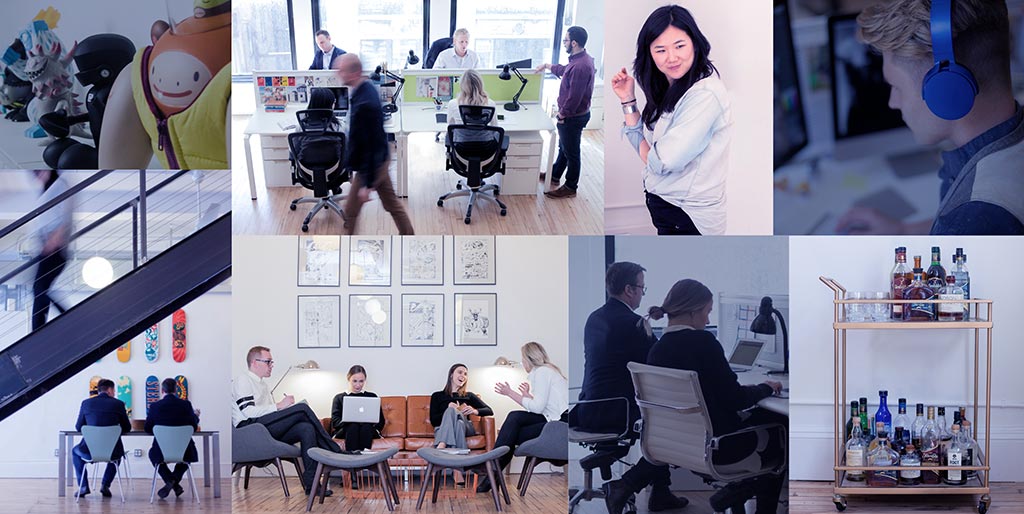 A group of people sitting in chairs around tables.