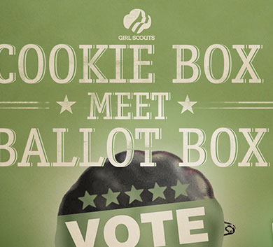 A poster of the cookie box and ballot box.