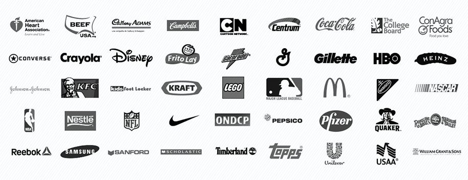 A bunch of logos that are in black and white