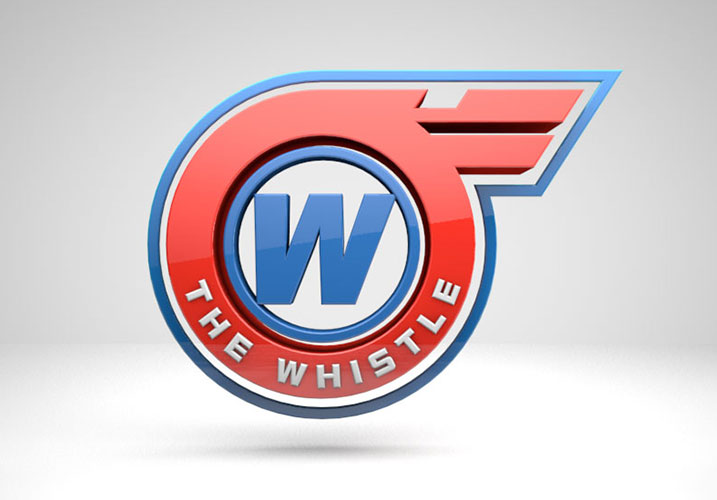 A red and blue logo for the whistle.