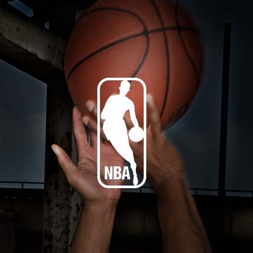 A person holding up an iphone with the nba logo on it.