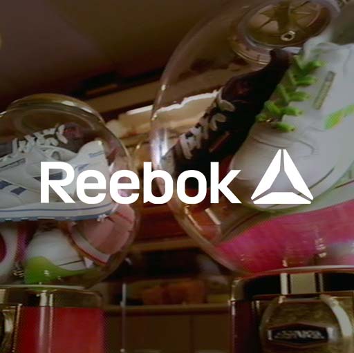 A close up of the reebok logo