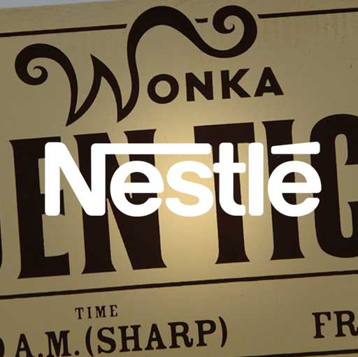A close up of the nestle logo on a sign